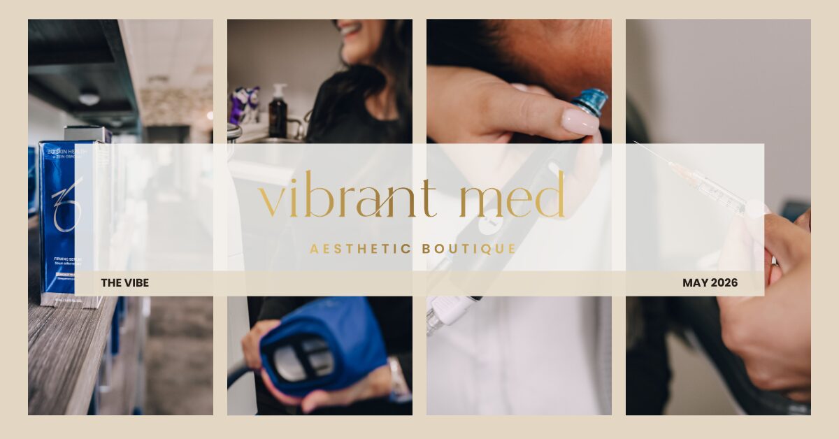 Vibrant Med Spa May 2026 newsletter featuring Mother’s Day Alle gift card offer and CO2 CoolPeel skin treatment benefits for summer skincare